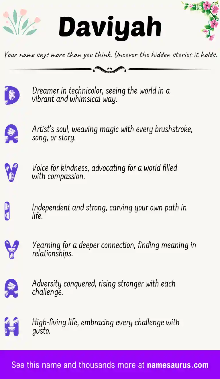Acrostic poem about Daviyah.
