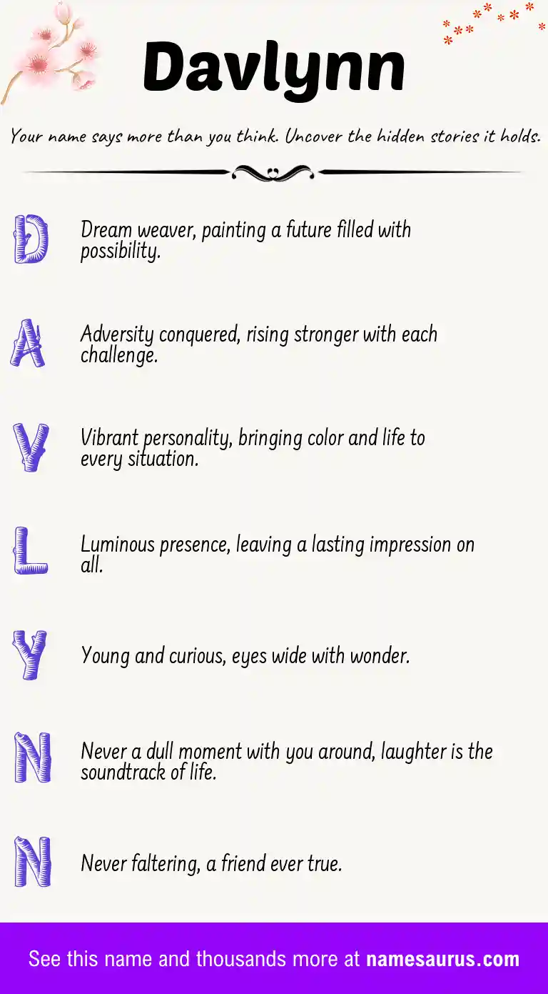 Acrostic poem about Davlynn.