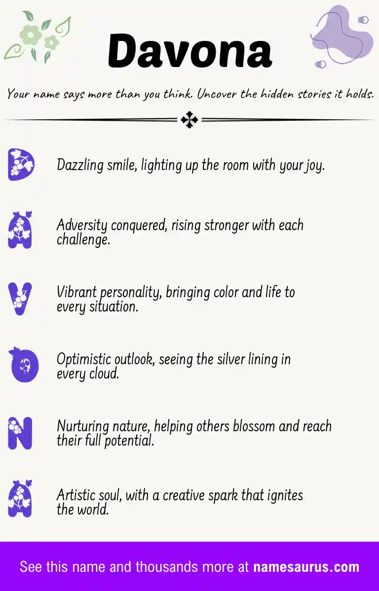 Acrostic poem about Davona.