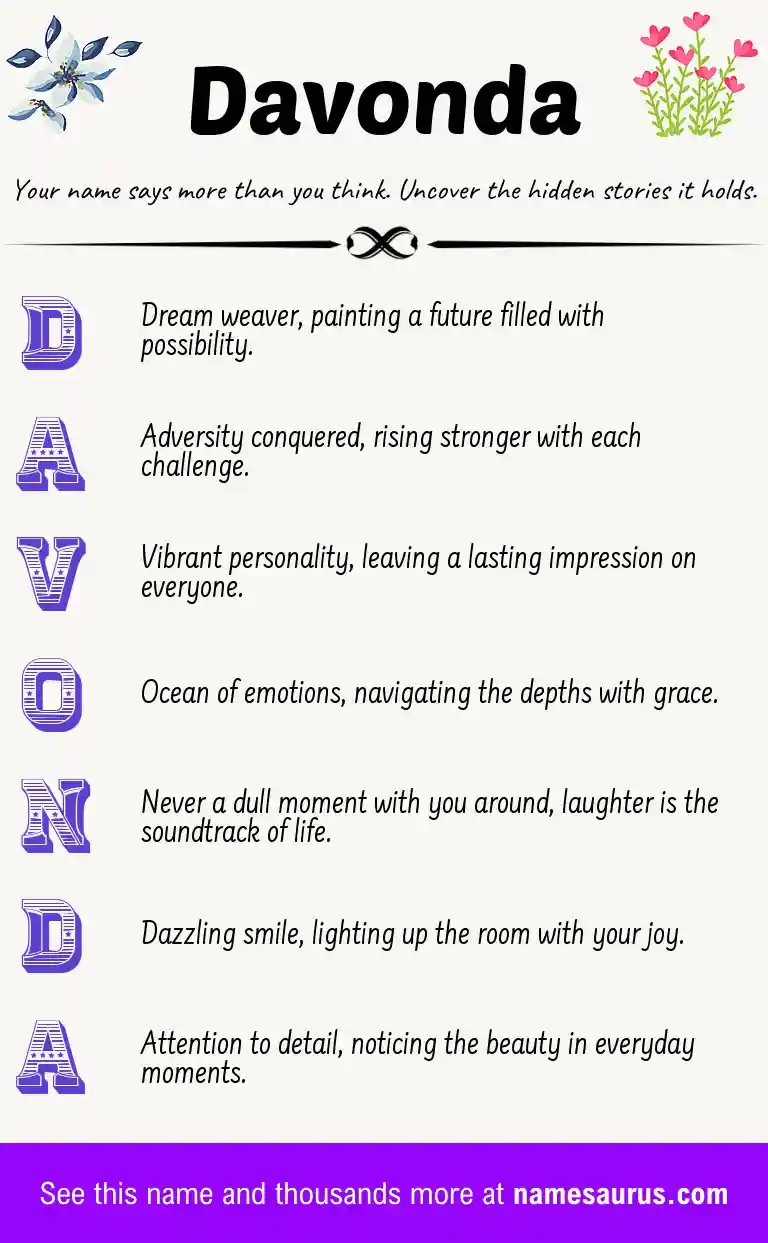 Acrostic poem about Davonda.