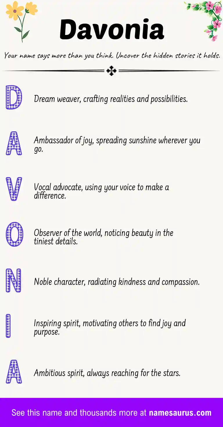 Acrostic poem about Davonia.