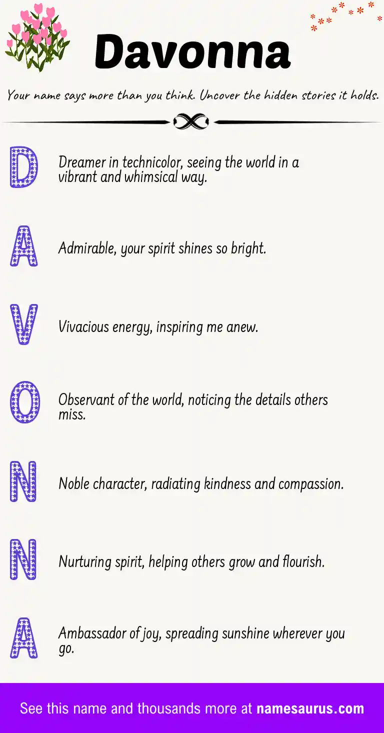 Acrostic poem about Davonna.
