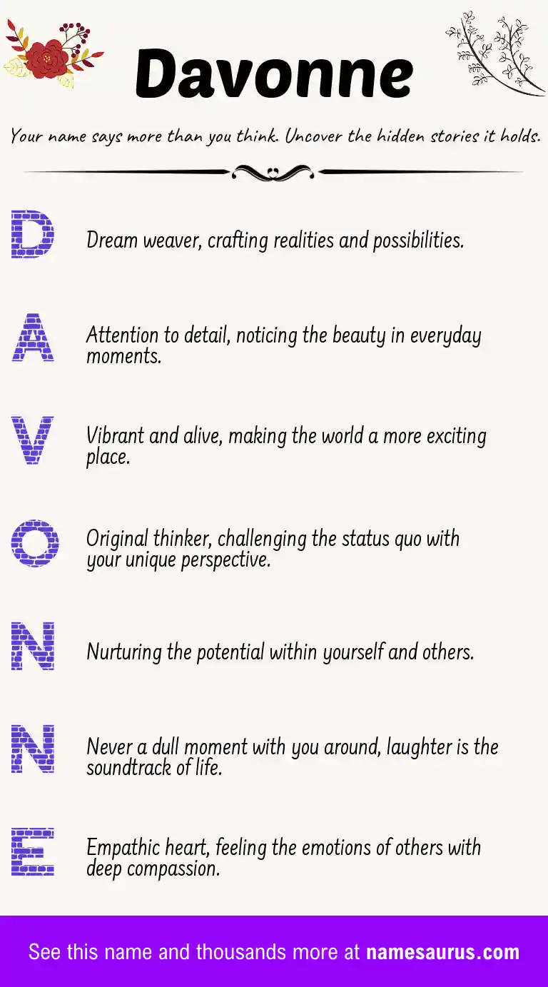 Acrostic poem about Davonne.