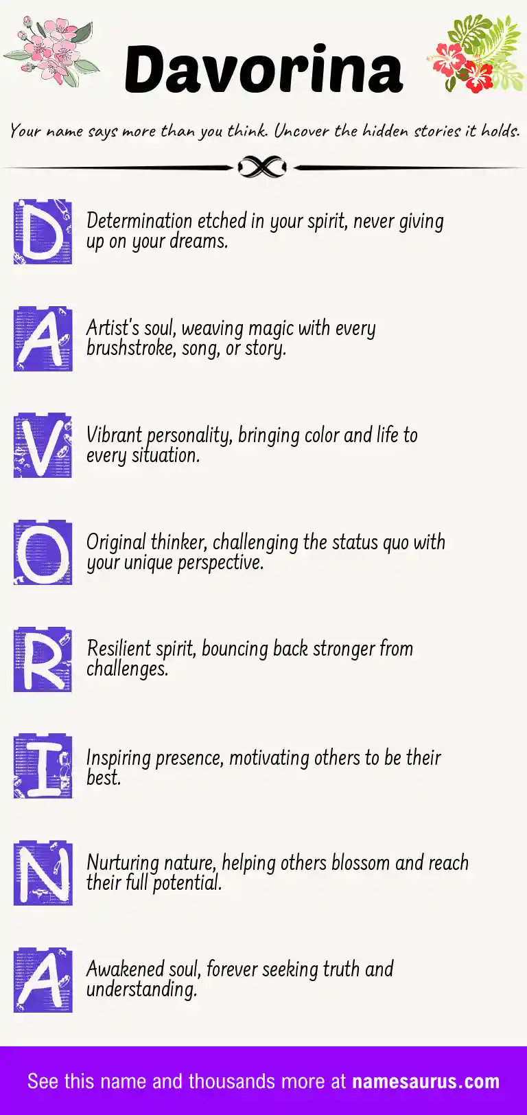 Acrostic poem about Davorina.