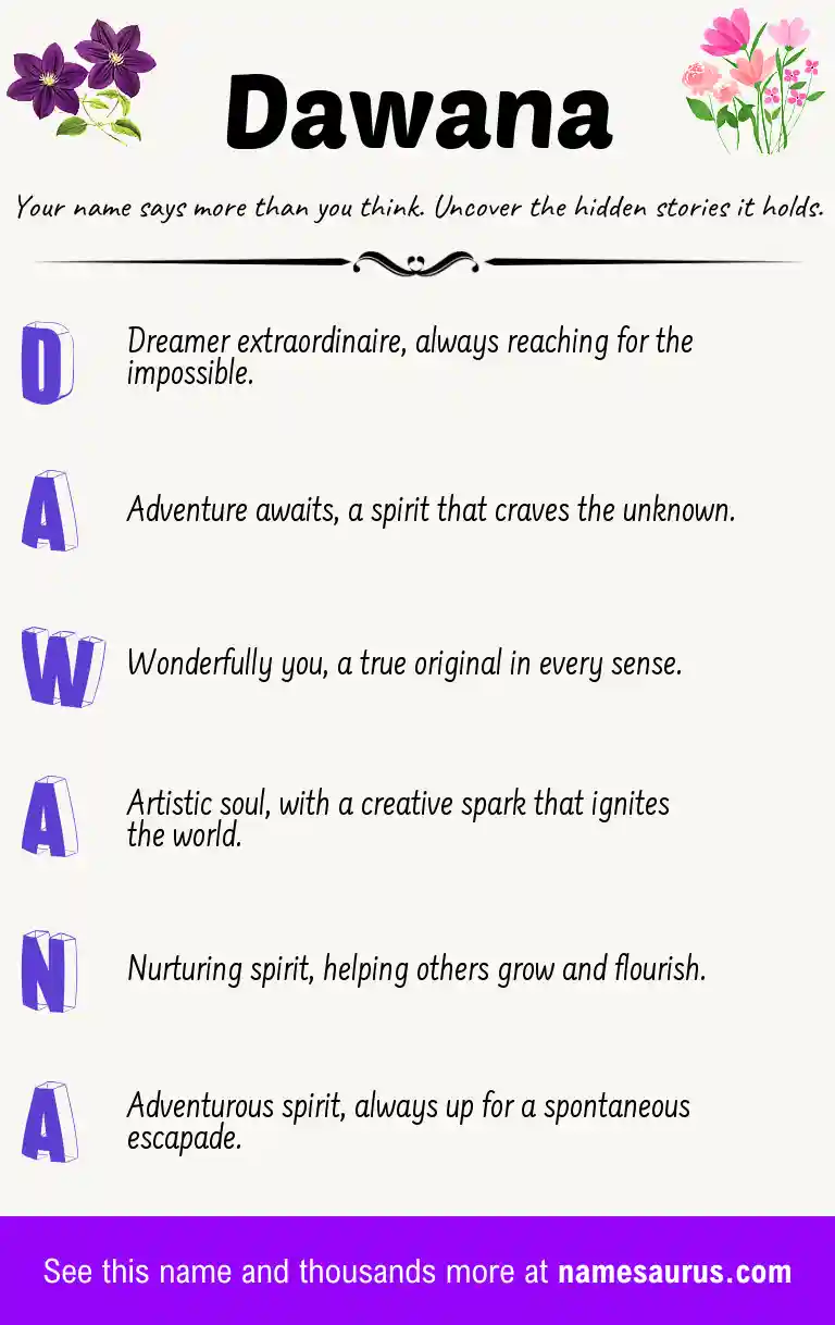 Acrostic poem about Dawana.
