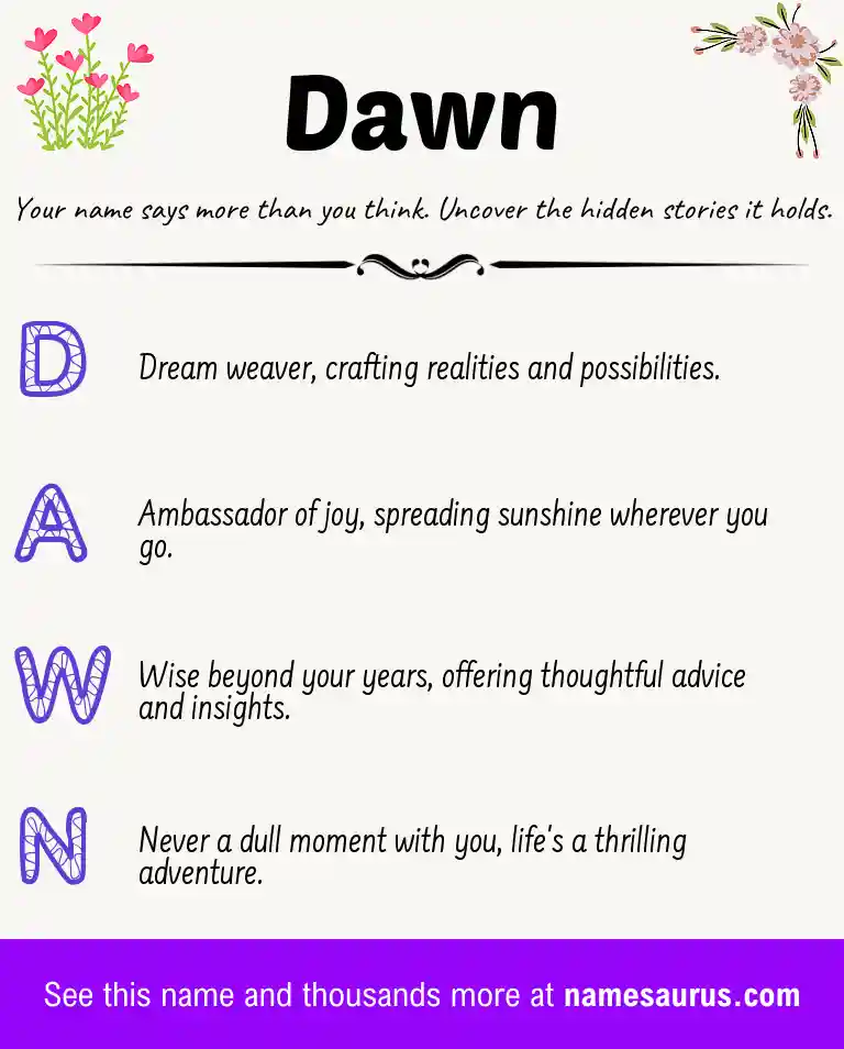 Acrostic poem about Dawn.