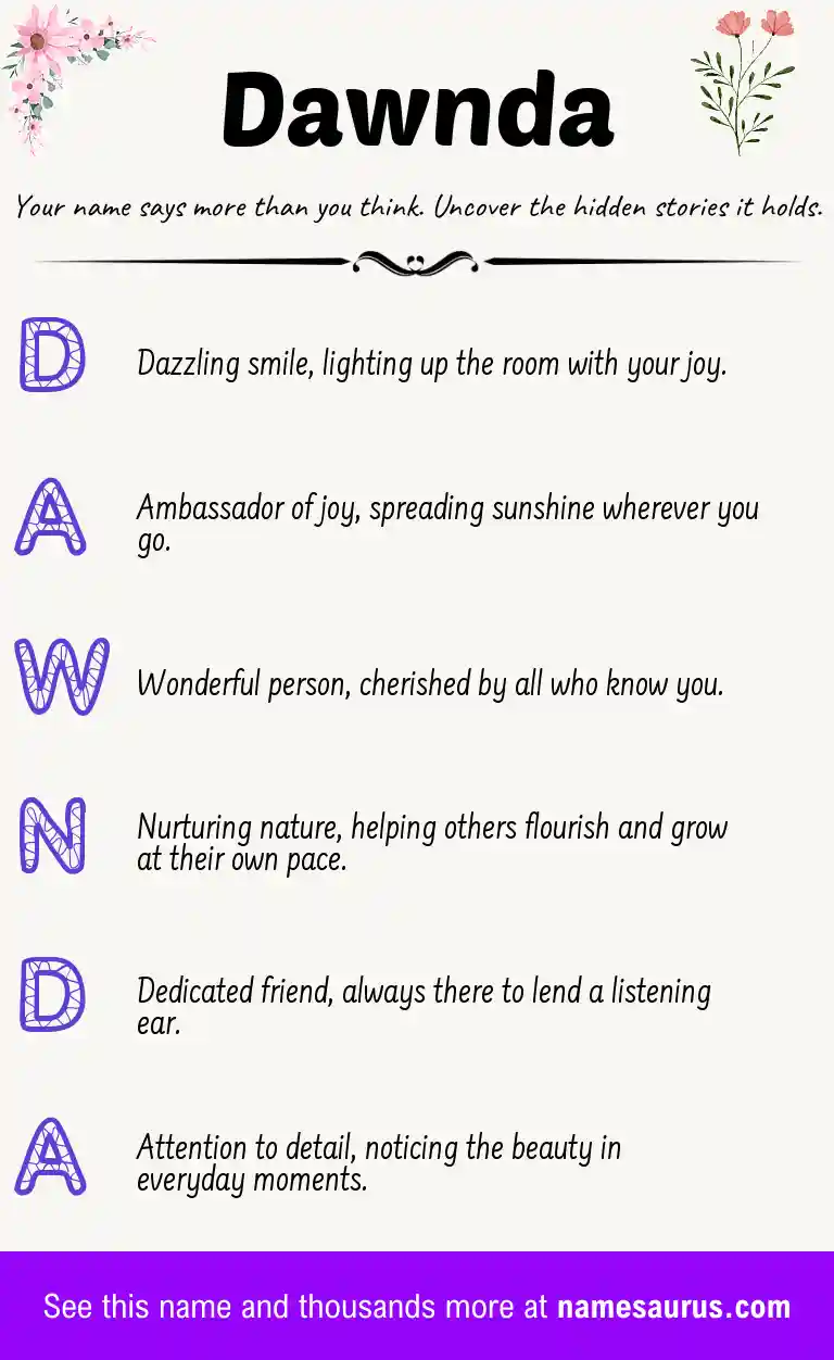 Acrostic poem about Dawnda.
