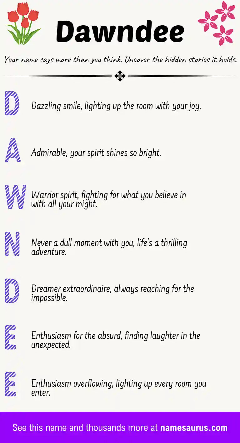 Acrostic poem about Dawndee.