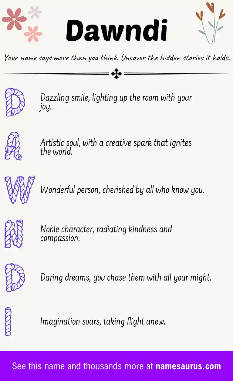 Acrostic poem about Dawndi.