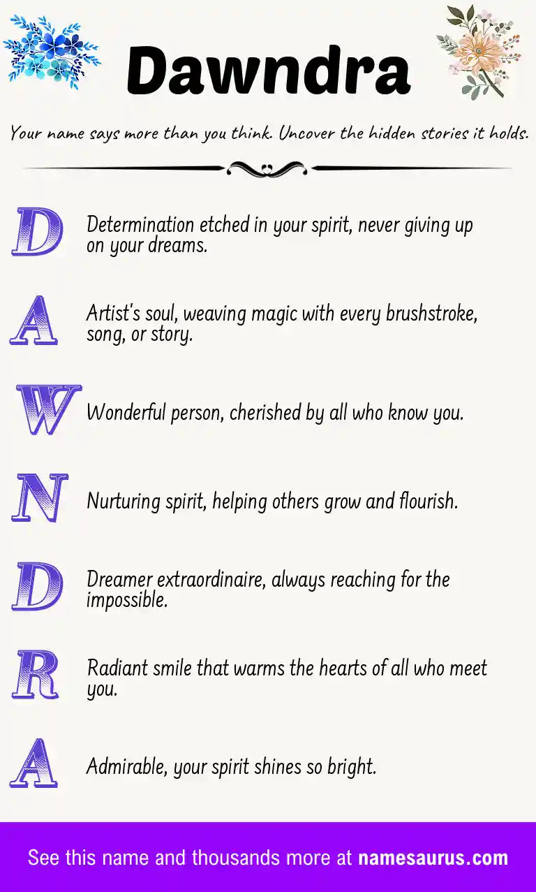 Acrostic poem about Dawndra.