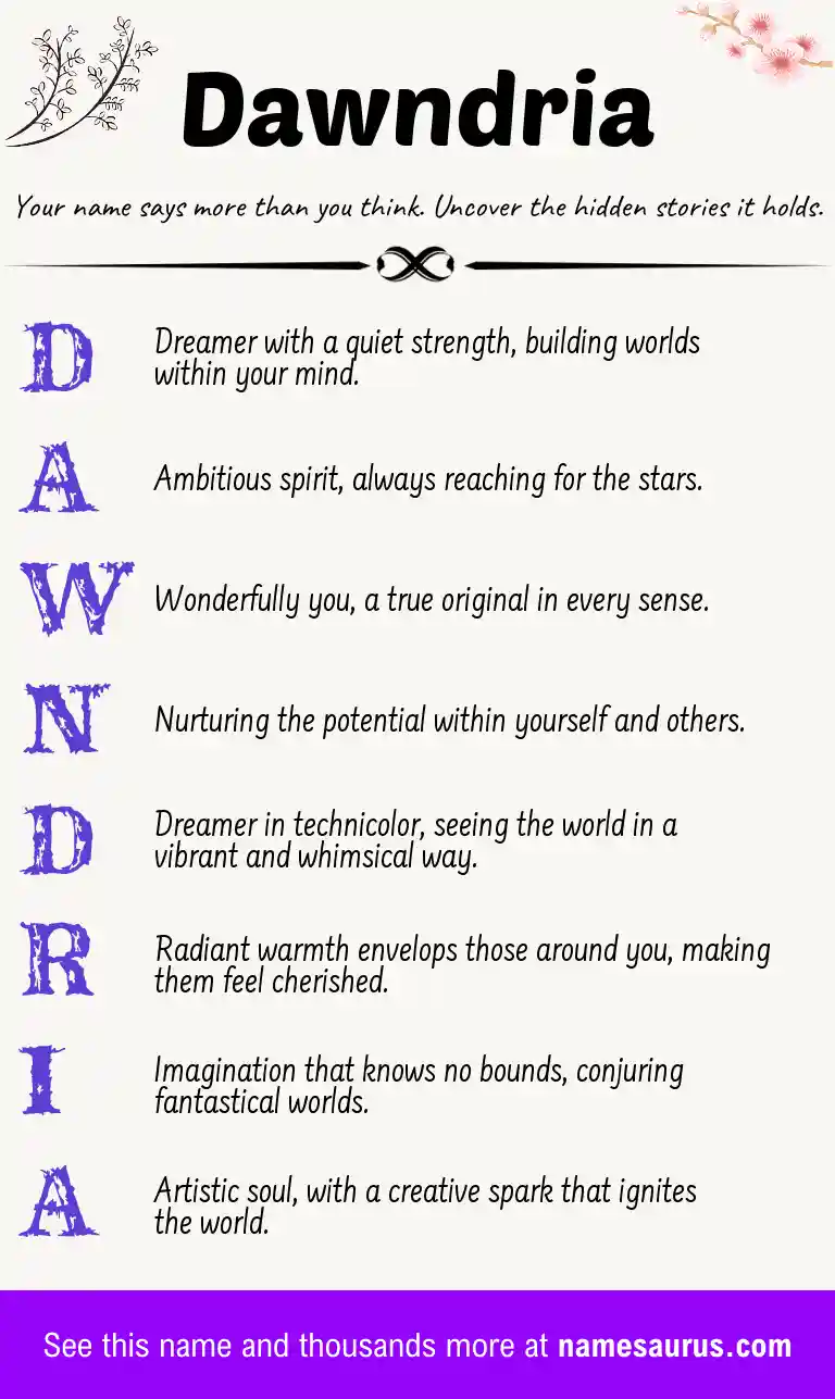Acrostic poem about Dawndria.