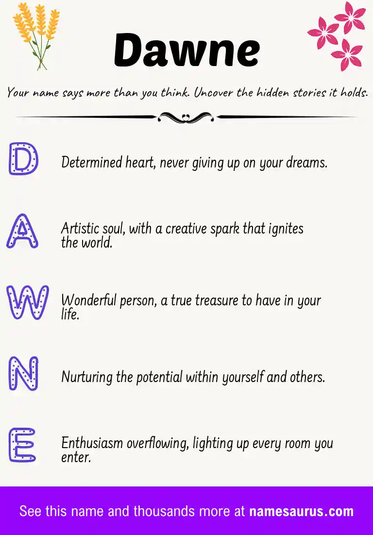 Acrostic poem about Dawne.