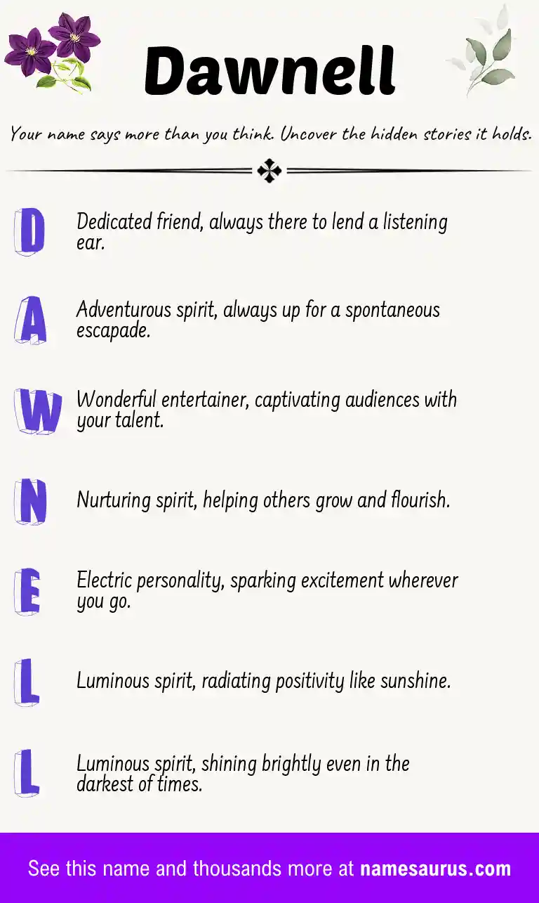 Acrostic poem about Dawnell.
