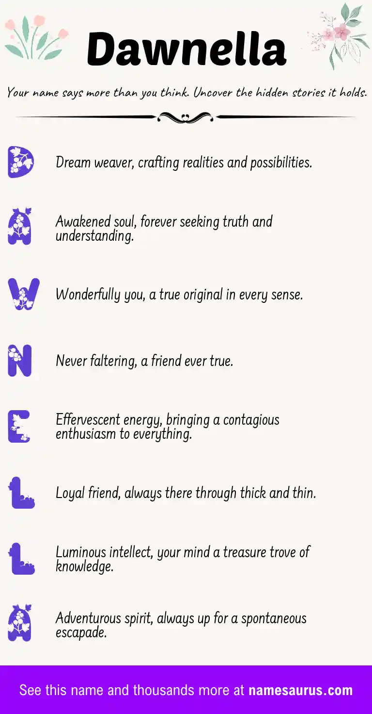 Acrostic poem about Dawnella.