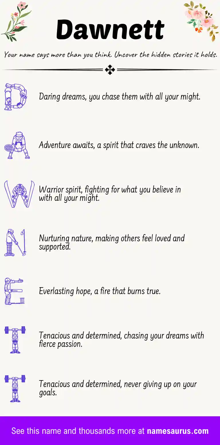 Acrostic poem about Dawnett.