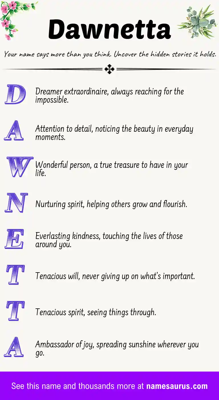 Acrostic poem about Dawnetta.
