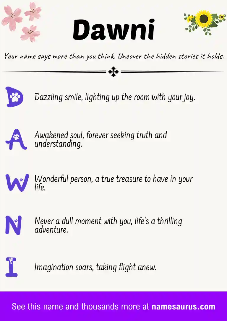Acrostic poem about Dawni.