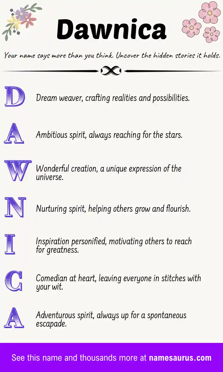 Acrostic poem about Dawnica.