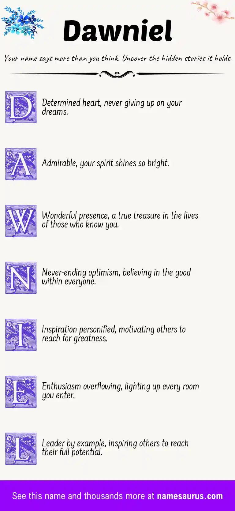 Acrostic poem about Dawniel.