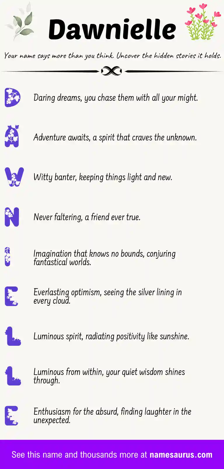 Acrostic poem about Dawnielle.