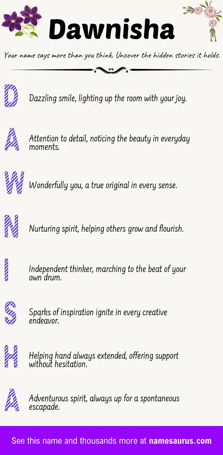 Acrostic poem about Dawnisha.