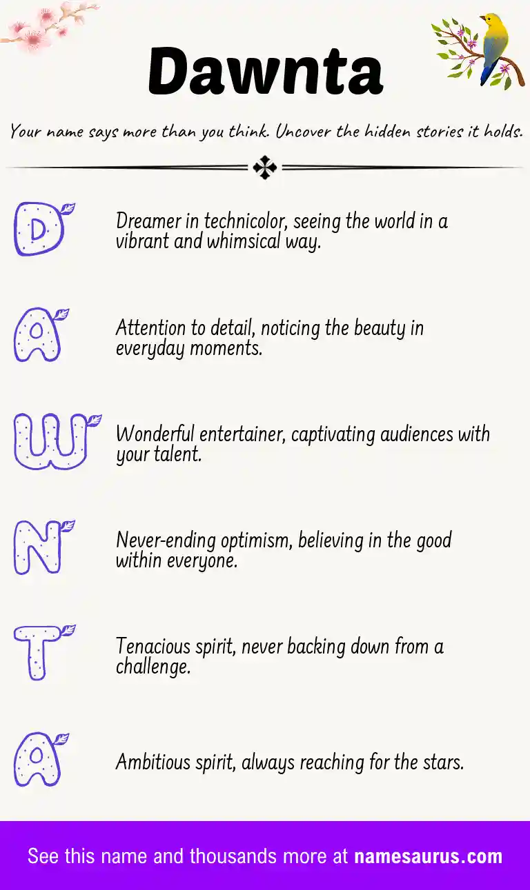 Acrostic poem about Dawnta.