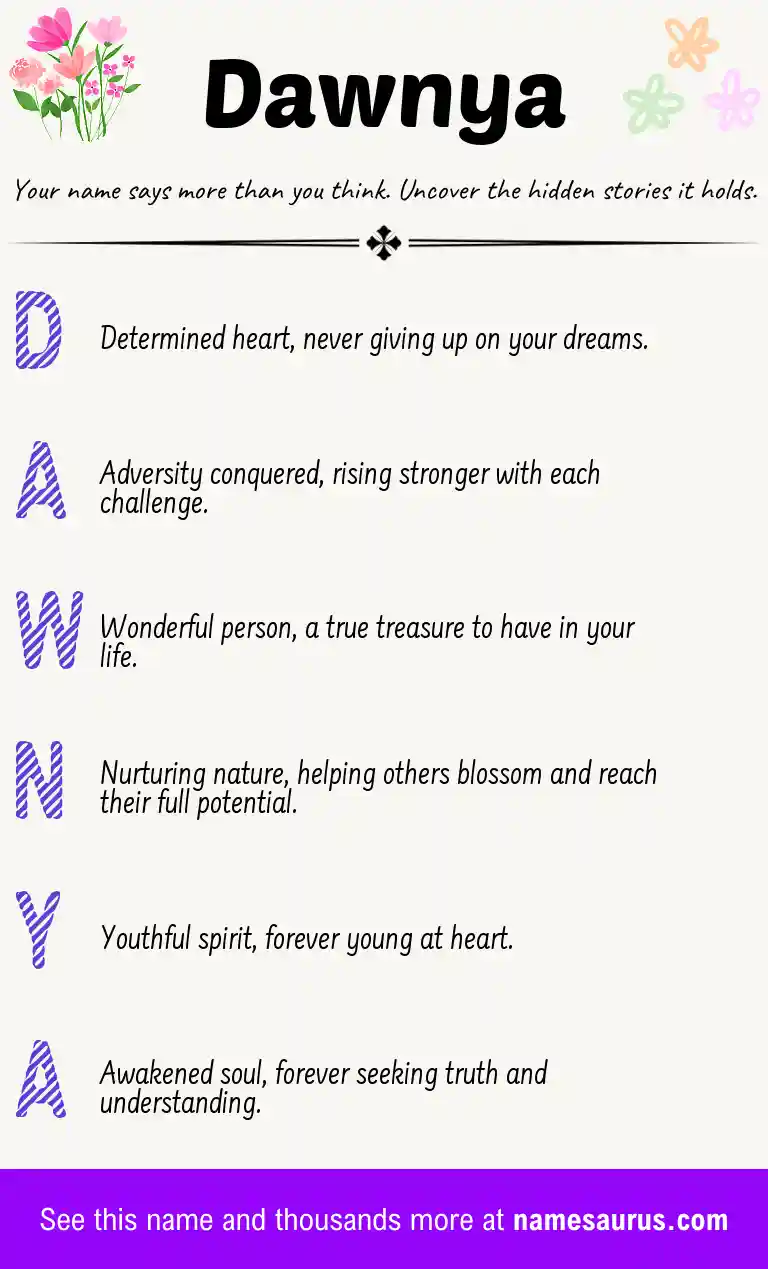 Acrostic poem about Dawnya.