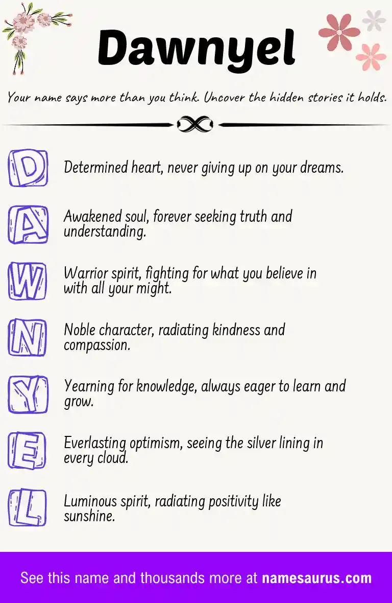 Acrostic poem about Dawnyel.