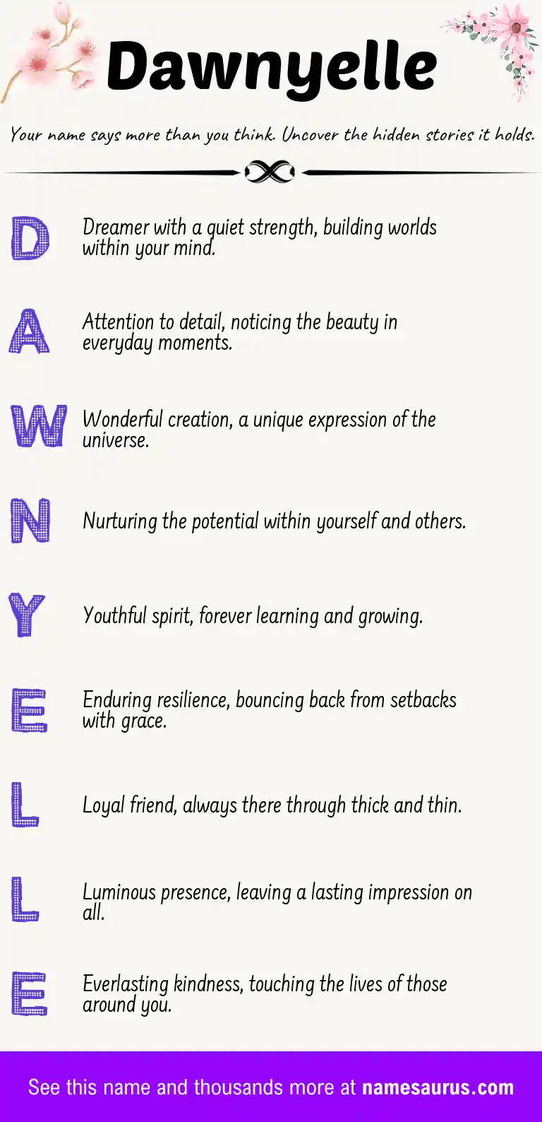Acrostic poem about Dawnyelle.