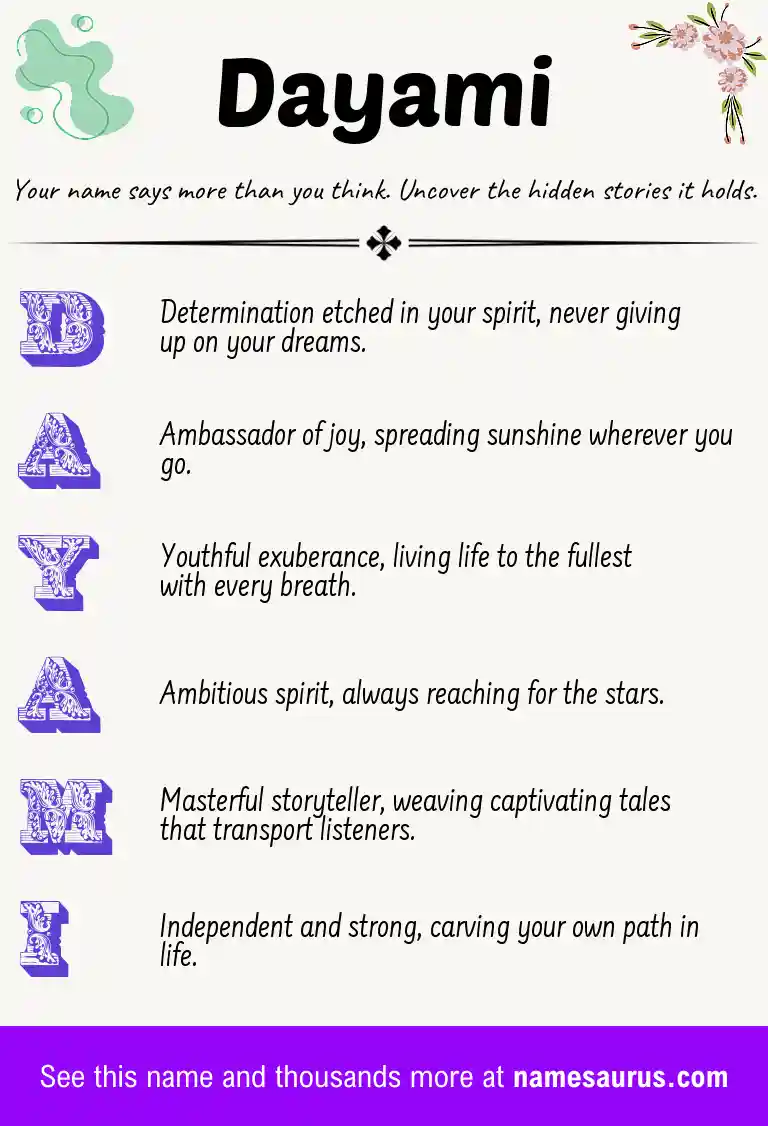 Acrostic poem about Dayami.
