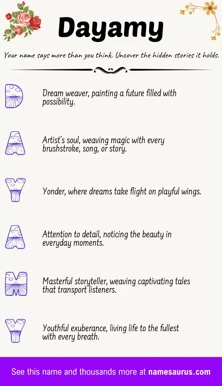 Acrostic poem about Dayamy.
