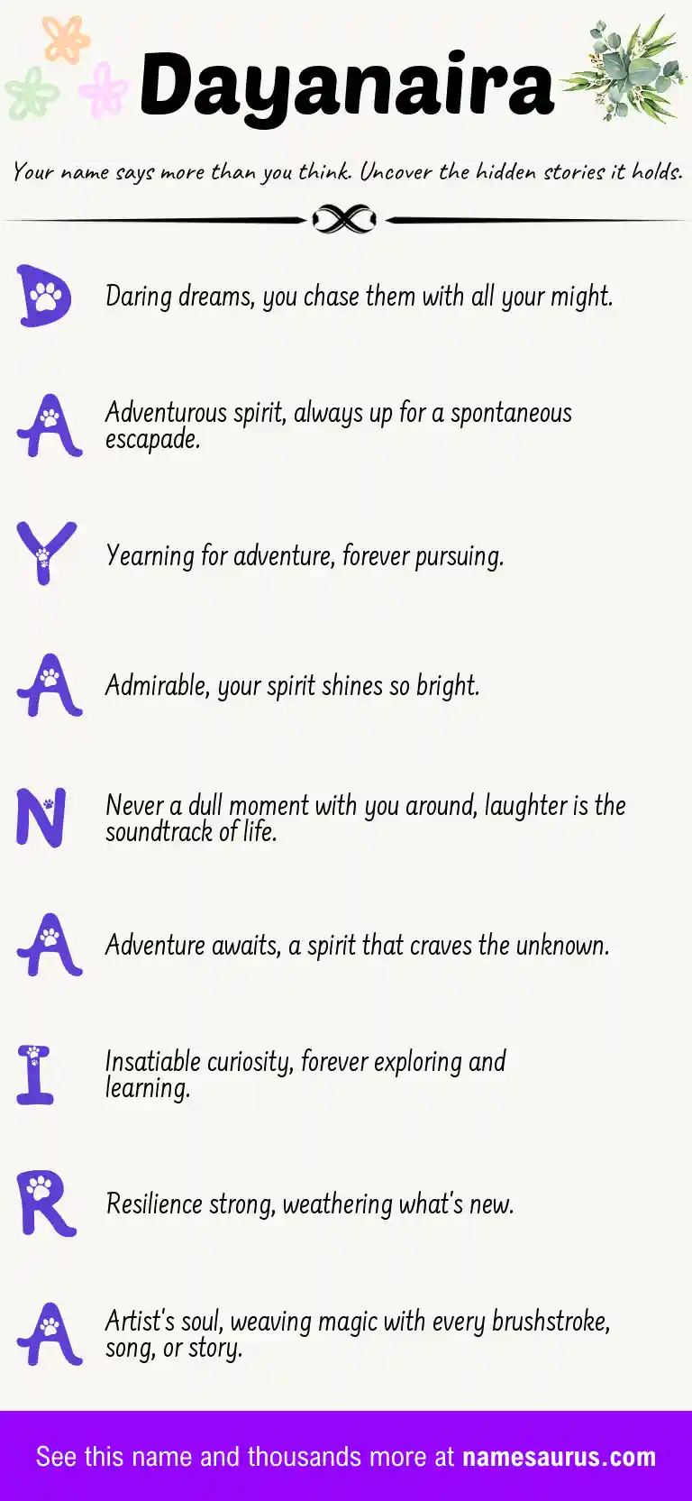 Acrostic poem about Dayanaira.