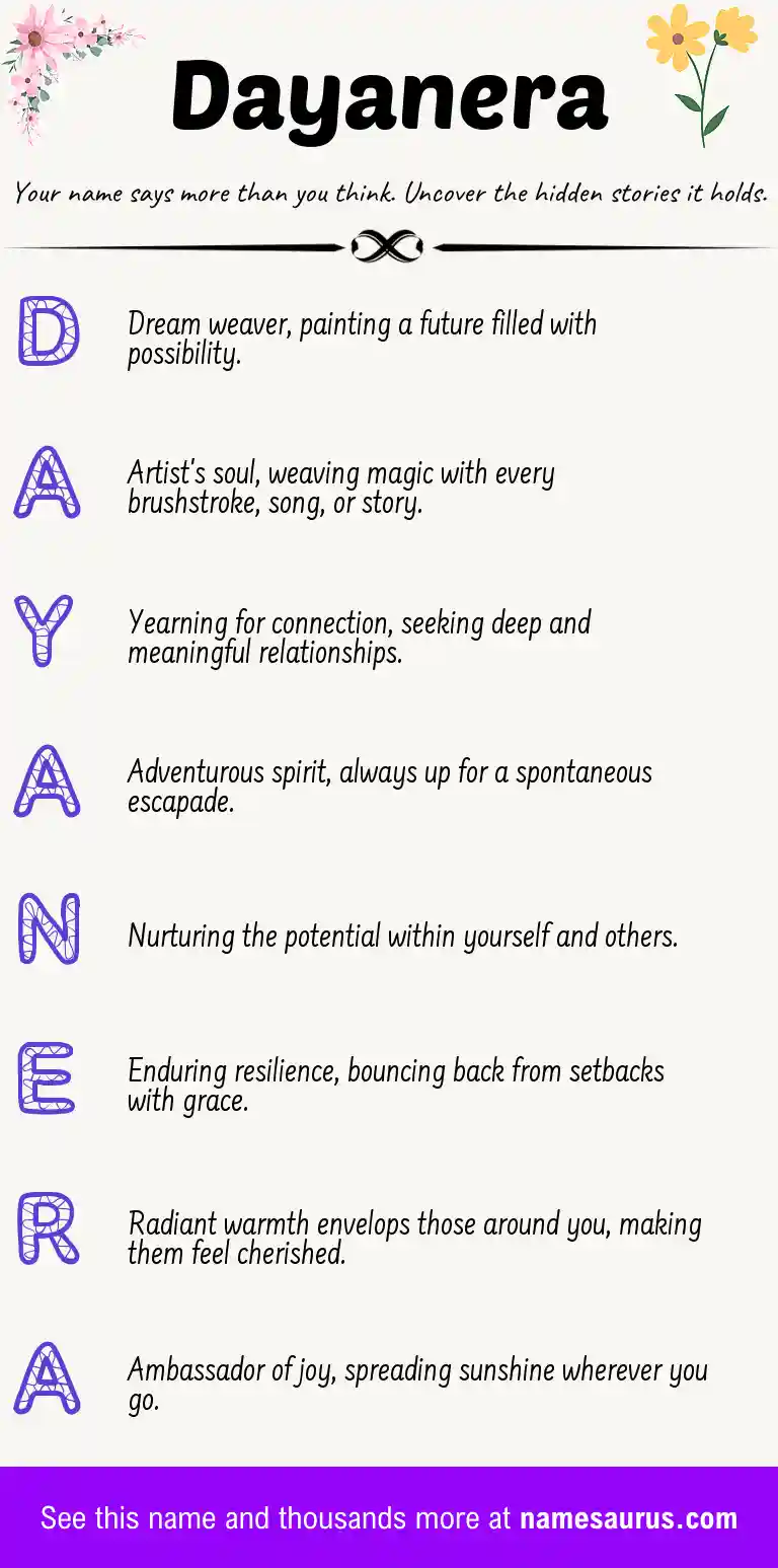 Acrostic poem about Dayanera.