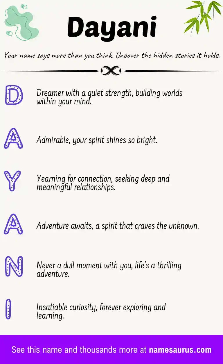 Acrostic poem about Dayani.