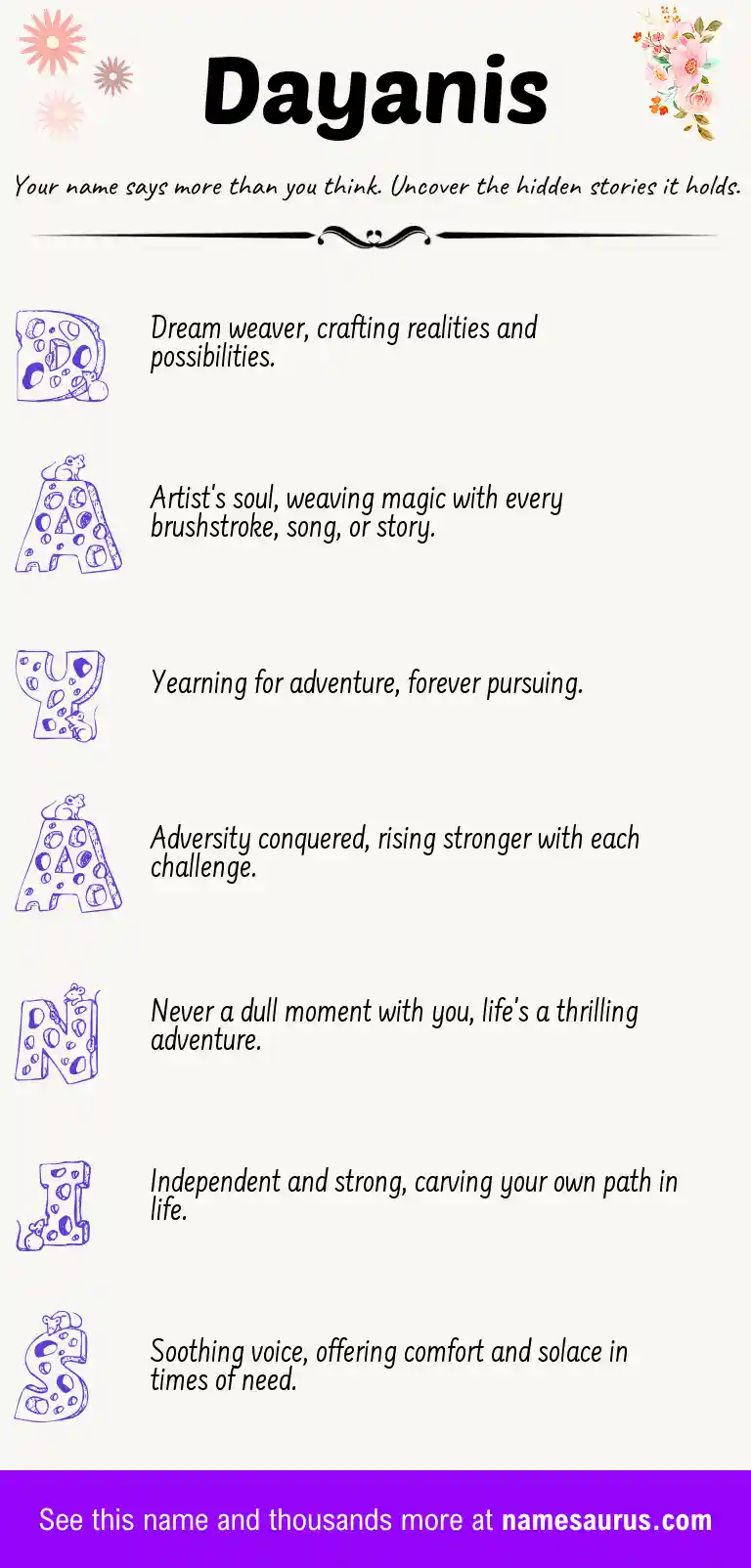 Acrostic poem about Dayanis.