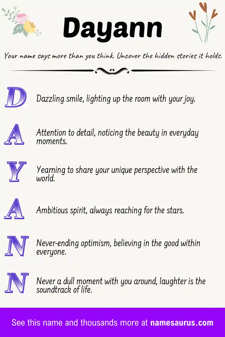 Acrostic poem about Dayann.