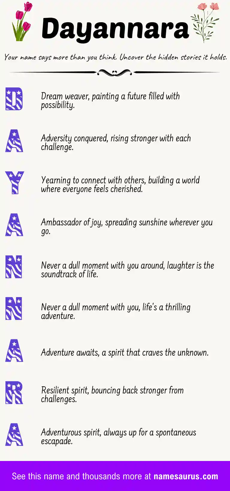 Acrostic poem about Dayannara.