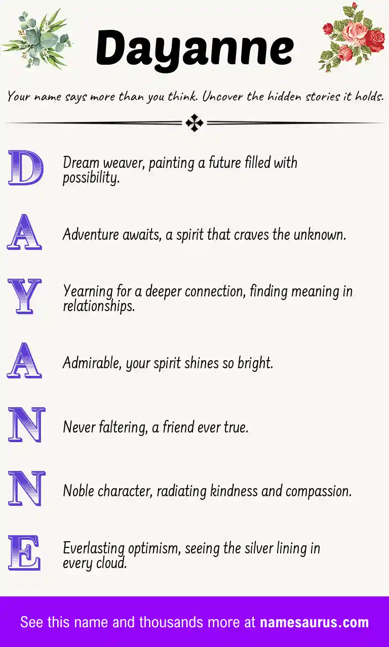 Acrostic poem about Dayanne.