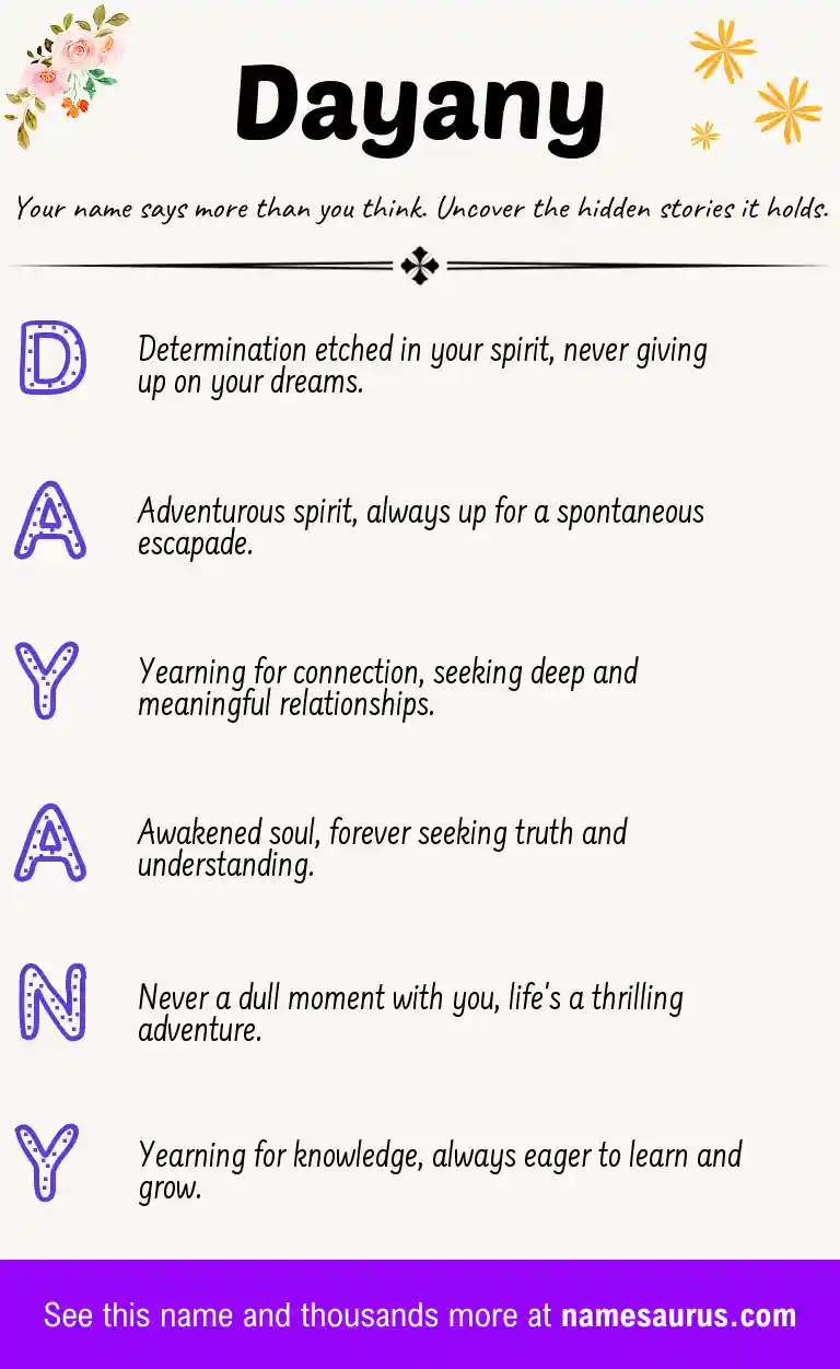 Acrostic poem about Dayany.