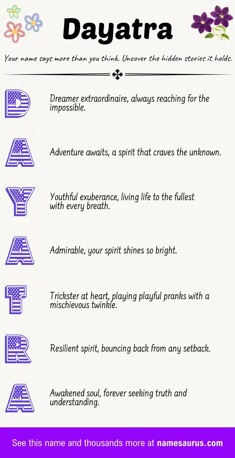 Acrostic poem about Dayatra.