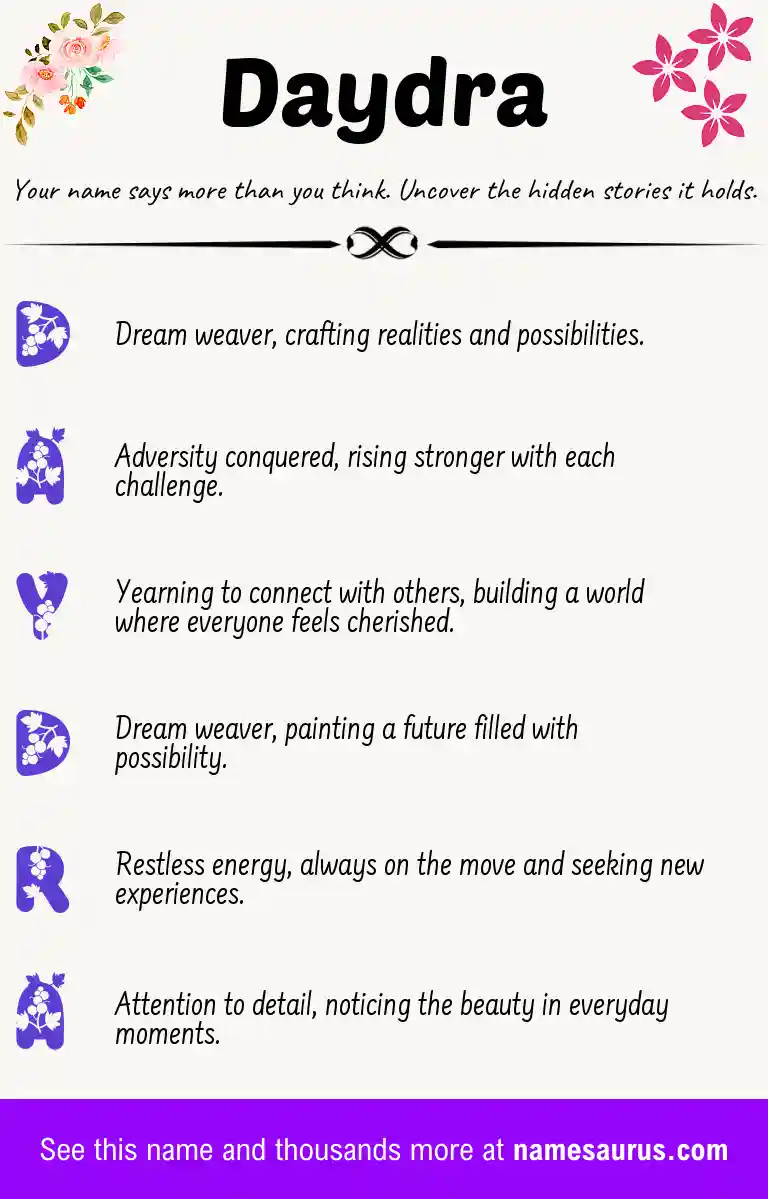 Acrostic poem about Daydra.