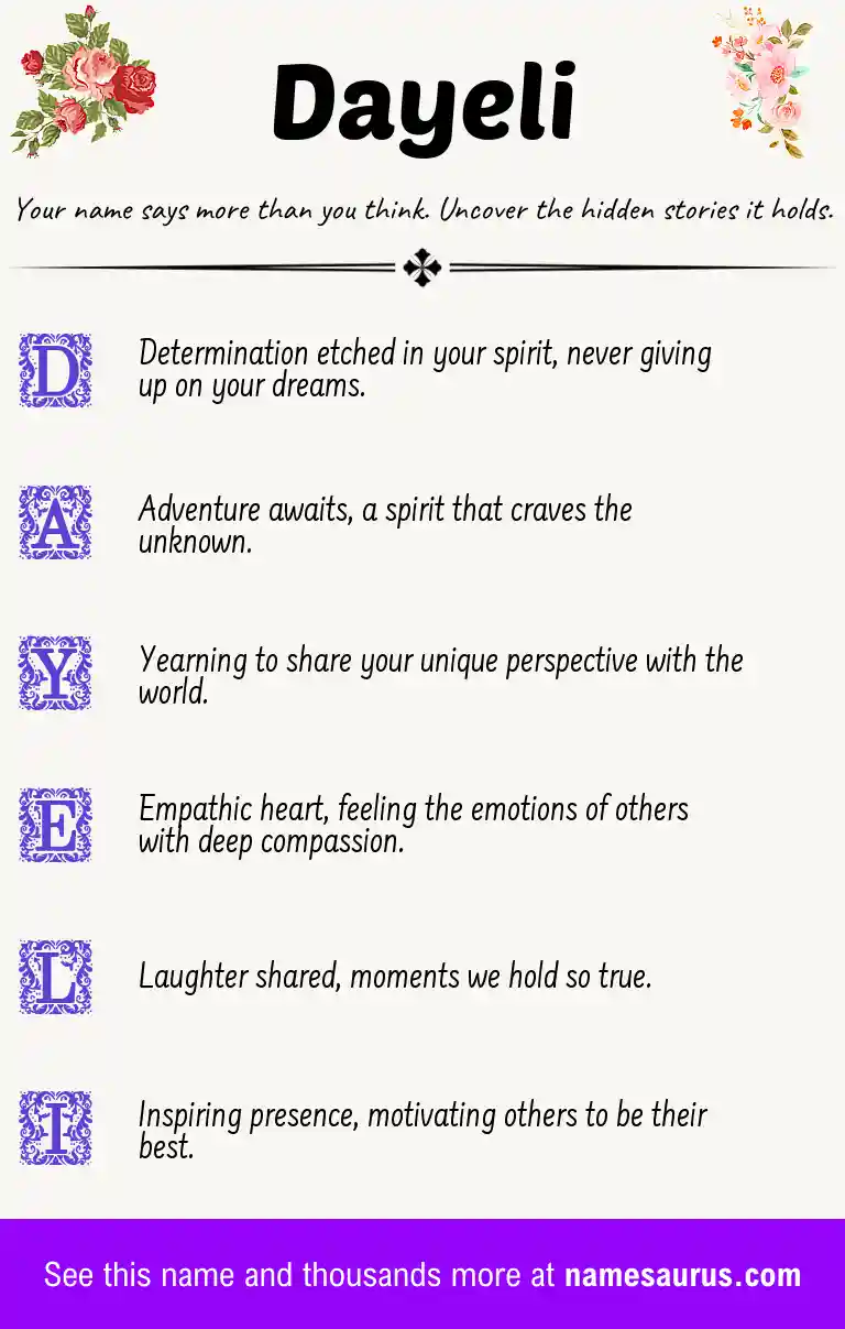 Acrostic poem about Dayeli.
