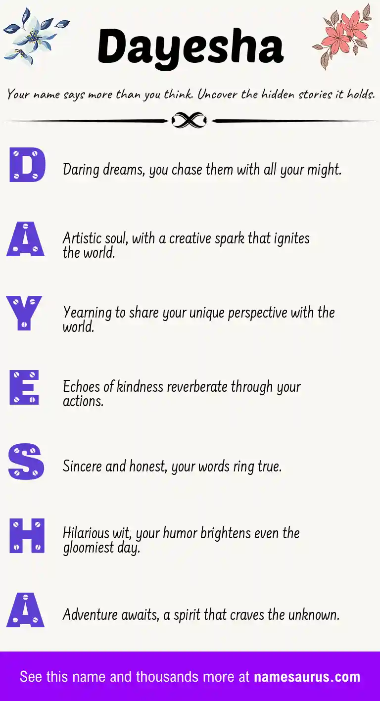 Acrostic poem about Dayesha.
