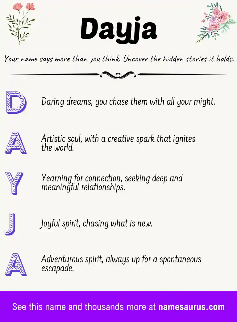 Acrostic poem about Dayja.
