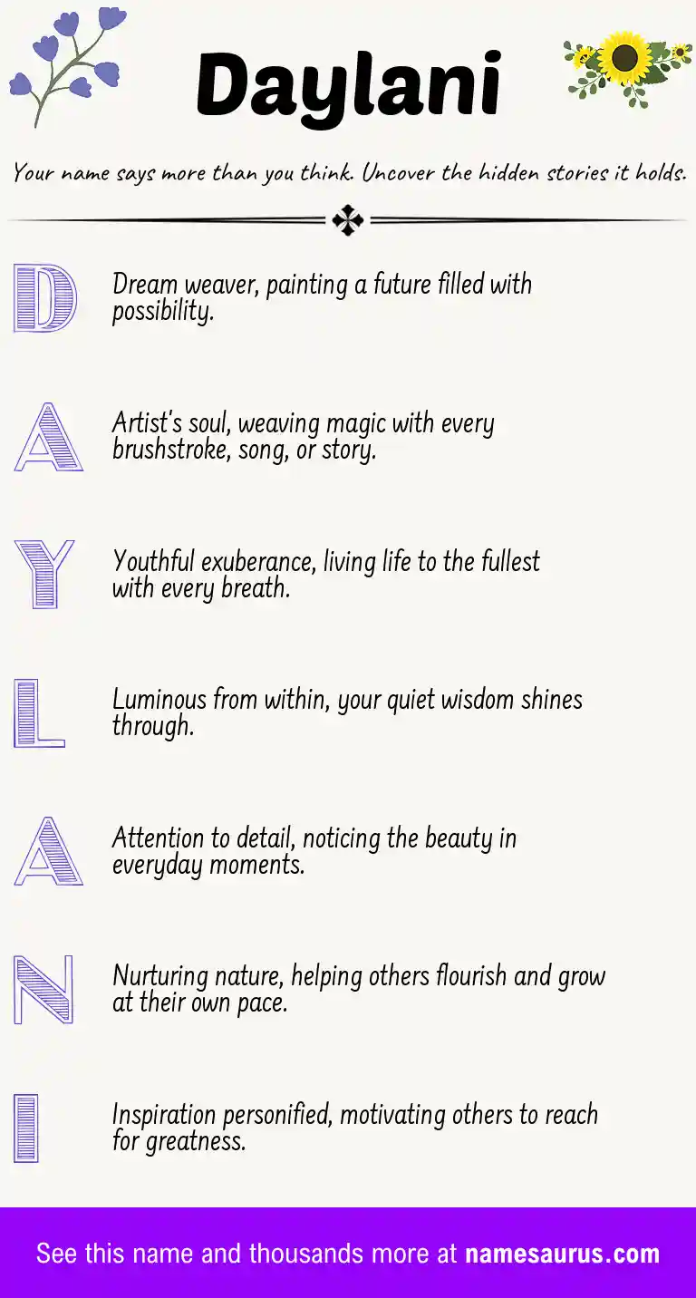 Acrostic poem about Daylani.