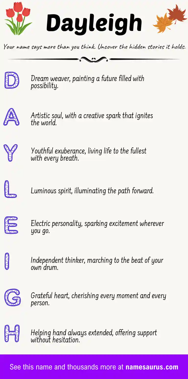 Acrostic poem about Dayleigh.