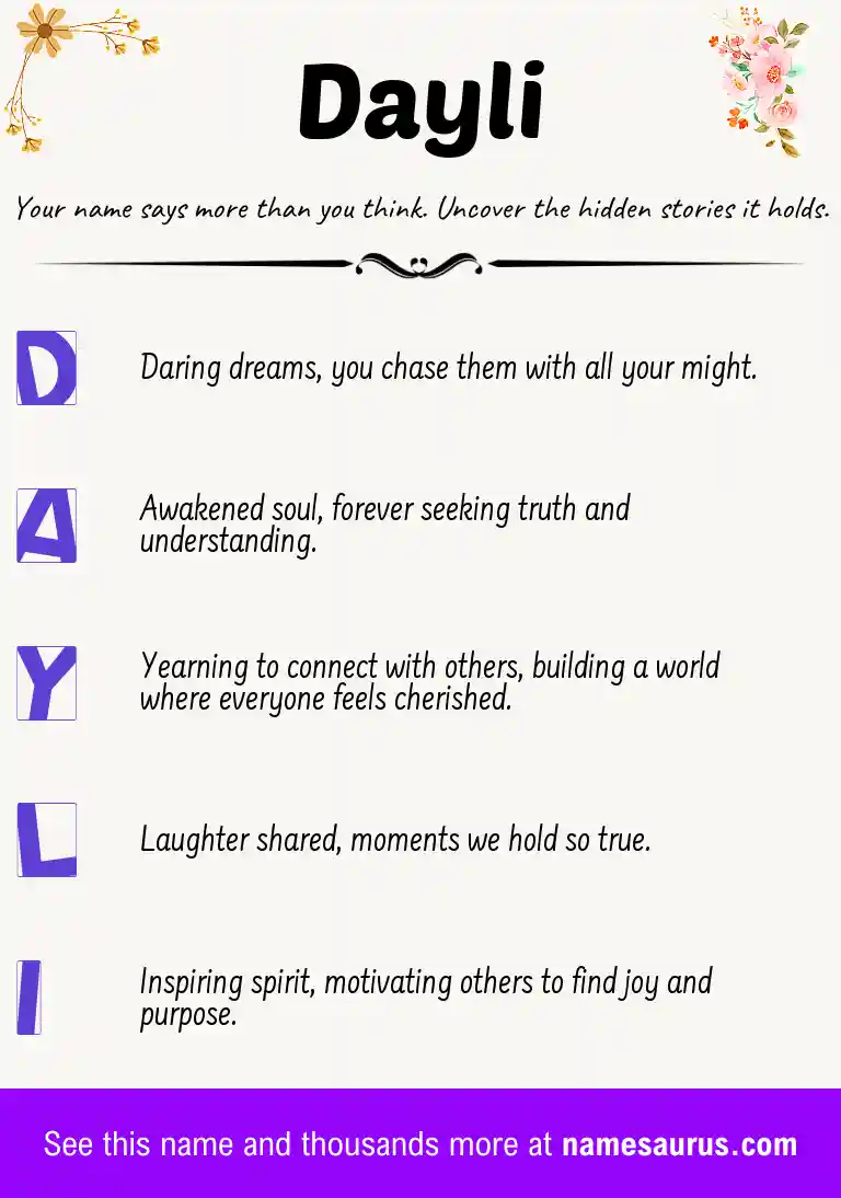 Acrostic poem about Dayli.