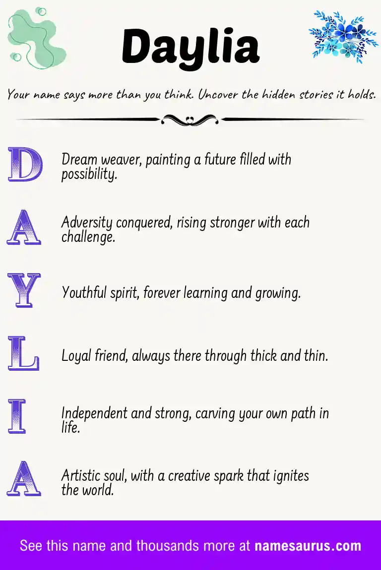 Acrostic poem about Daylia.