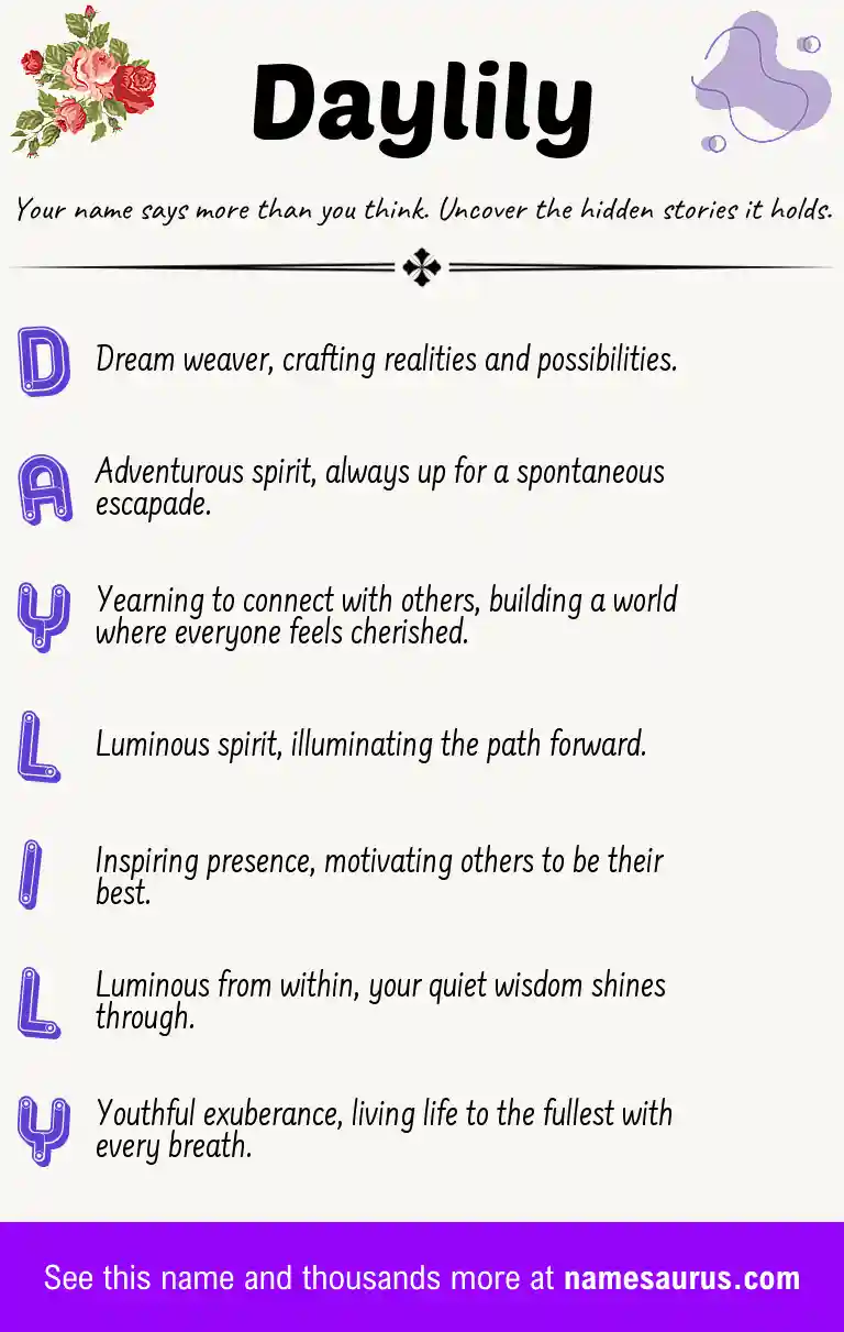 Acrostic poem about Daylily.