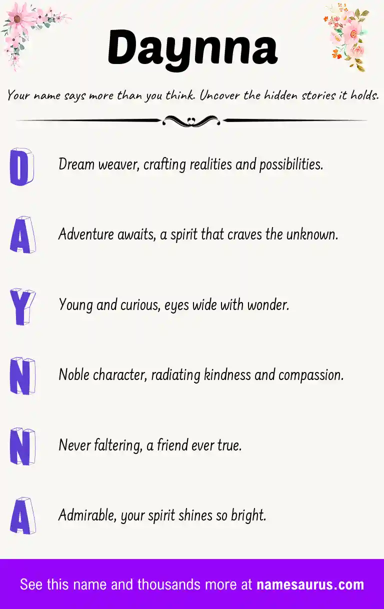 Acrostic poem about Daynna.
